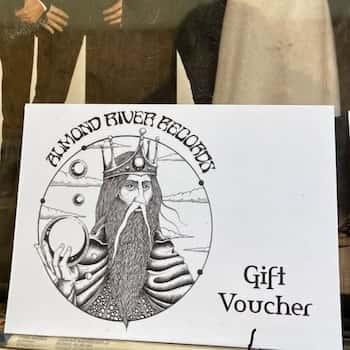 A printed Almond River Records gift voucher